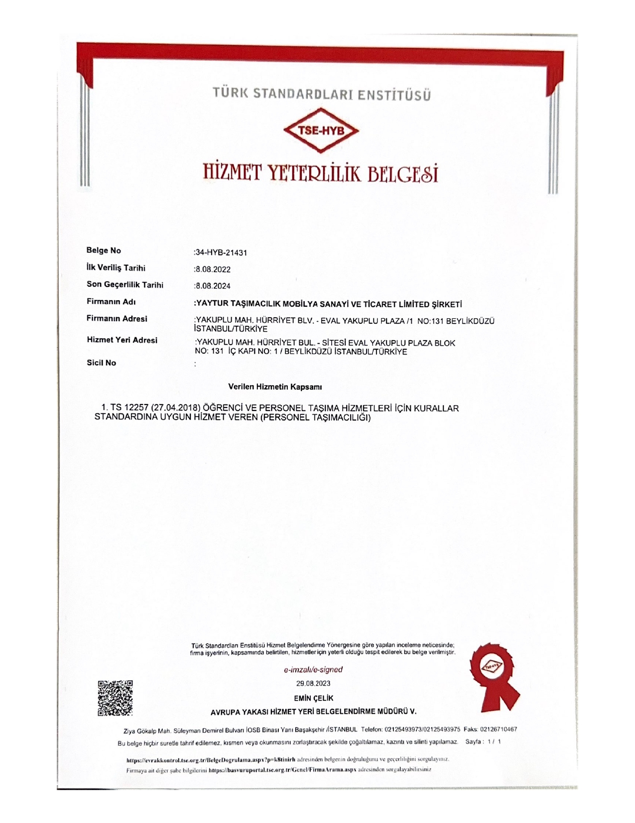 certificate